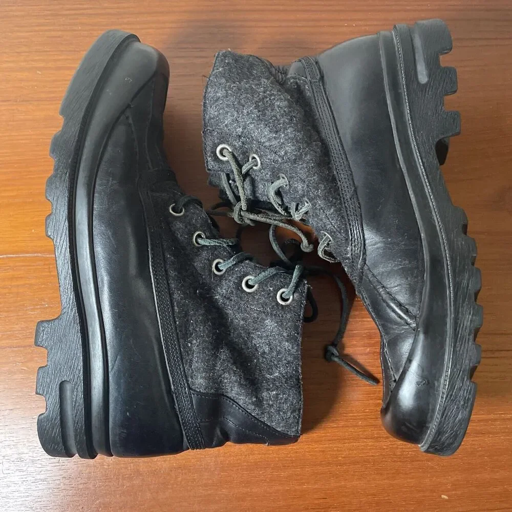 RALPH LAUREN BOOTS RARE $795 Duck Style LEATHER ITALY Men’s 8 D Black